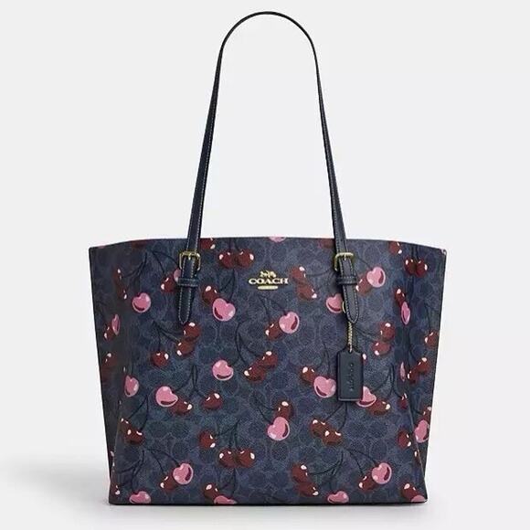 NWT Coach Mollie Tote In Signature Canvas With Cherry Print CAA73 - Picture 6 of 11